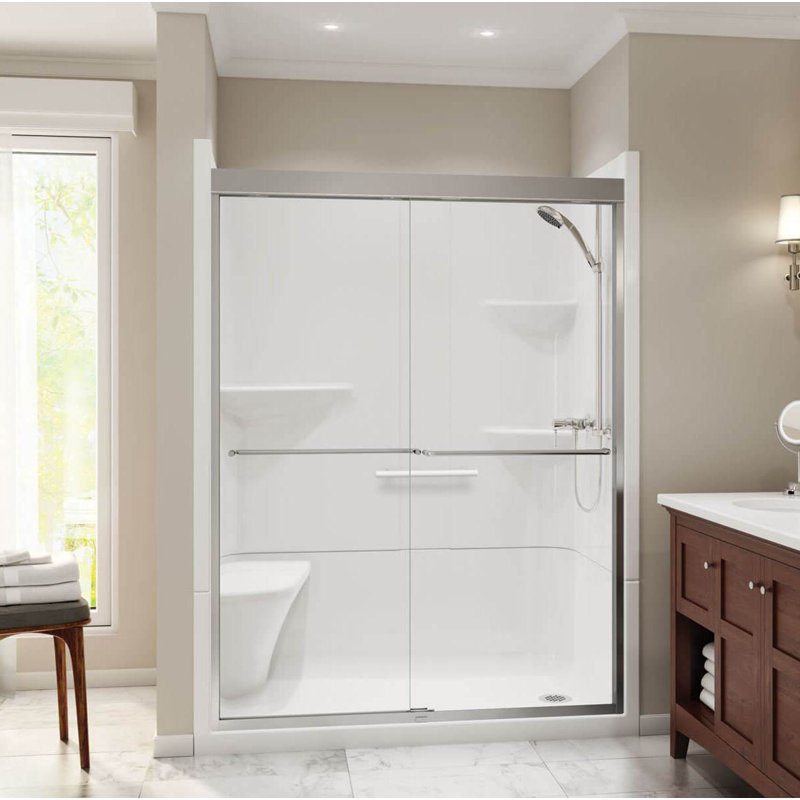 Maax Inc Camelia 60" W x 79" H Framed Rectangle Shower Stall with Seat